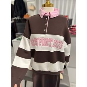 Baskılı Sweat 10343 - Kahve Rengi - L