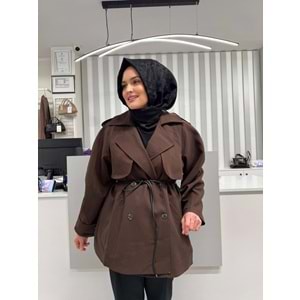Premium Kalite Trençkot 7488 - Acı Kahve - TEK BEDEN