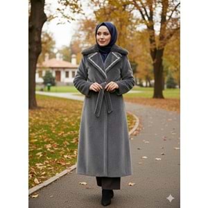 Yakası Taşlı Kaban 9016 - Füme - 44 - AZRA07047-Füme-44