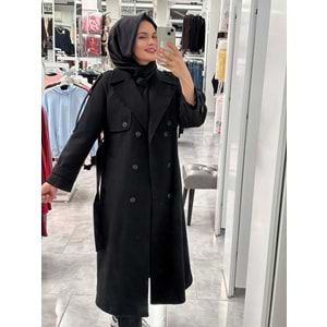 Lüks Kaşe Kaban 9015 - Siyah - 42