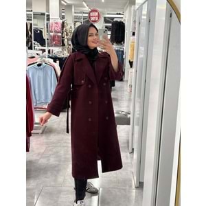 Lüks Kaşe Kaban 9015 - Bordo - 42 - AZRA07050-Bordo-42