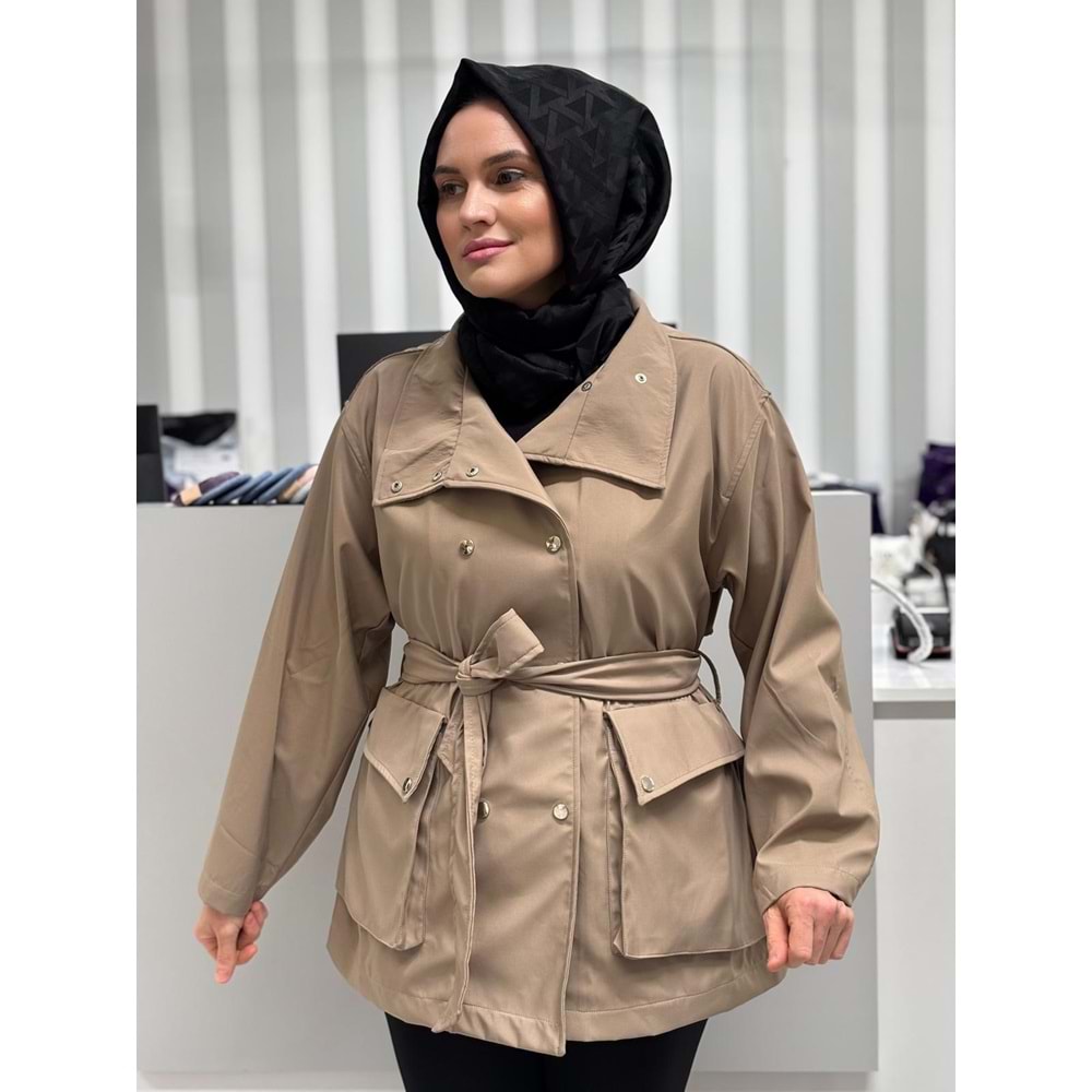 Kısa Cepli Trenç 0668 - Vizon - TEK BEDEN - AZRA07093-56871