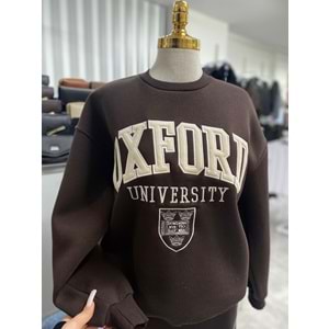 Yazı Baskılı Sweat 10443 - Acı Kahve - M - AZRA07105-56937