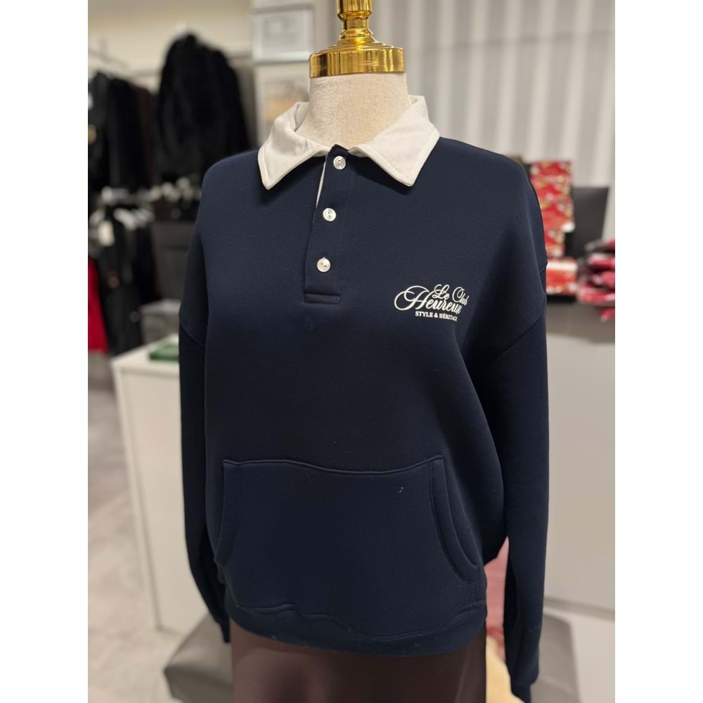 Yakalı Sweat 10463 - Lacivert - M - AZRA07106-56944