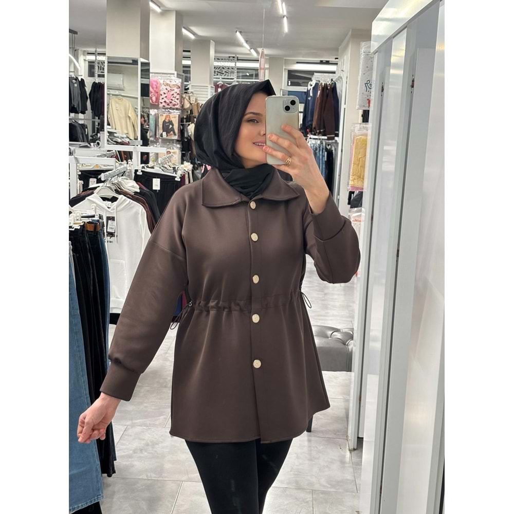 Beli Lastikli Ceket 1134 - Acı Kahve - S-M - AZRA07220-57582