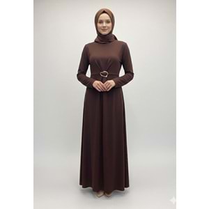 Tokalı Elbise 1144 - Acı Kahve - S-M - AZRA07221-57593