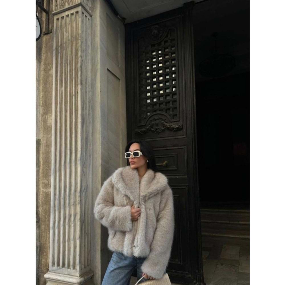 Kürk Mont 10283 - Taş - S - AZRA07442-Taş-S