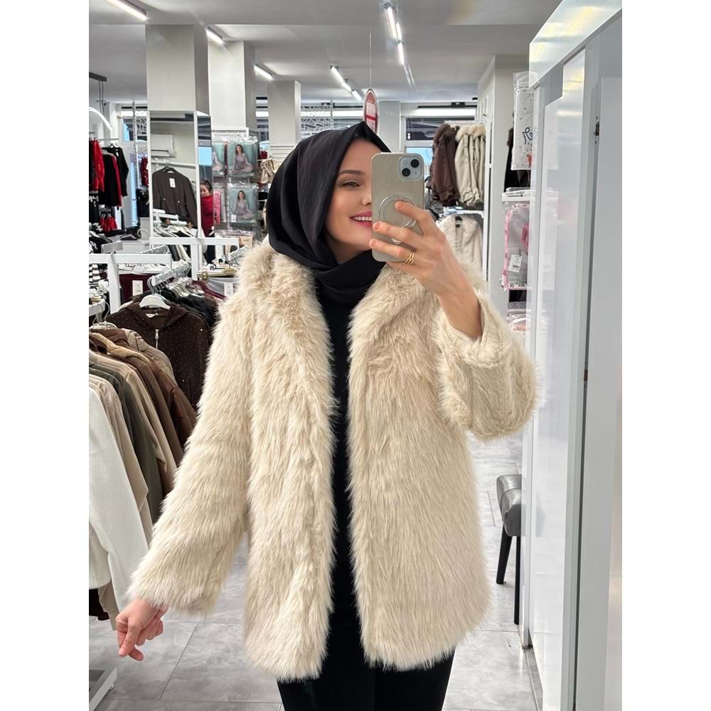 Uzun Lolita Kürk 278 - Bej - S - AZRA07467-Bej-S
