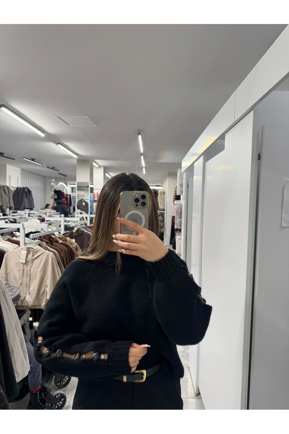 Kol Detaylı Triko Kazak 2574 - Siyah - TEK BEDEN - AZRA07499-59258