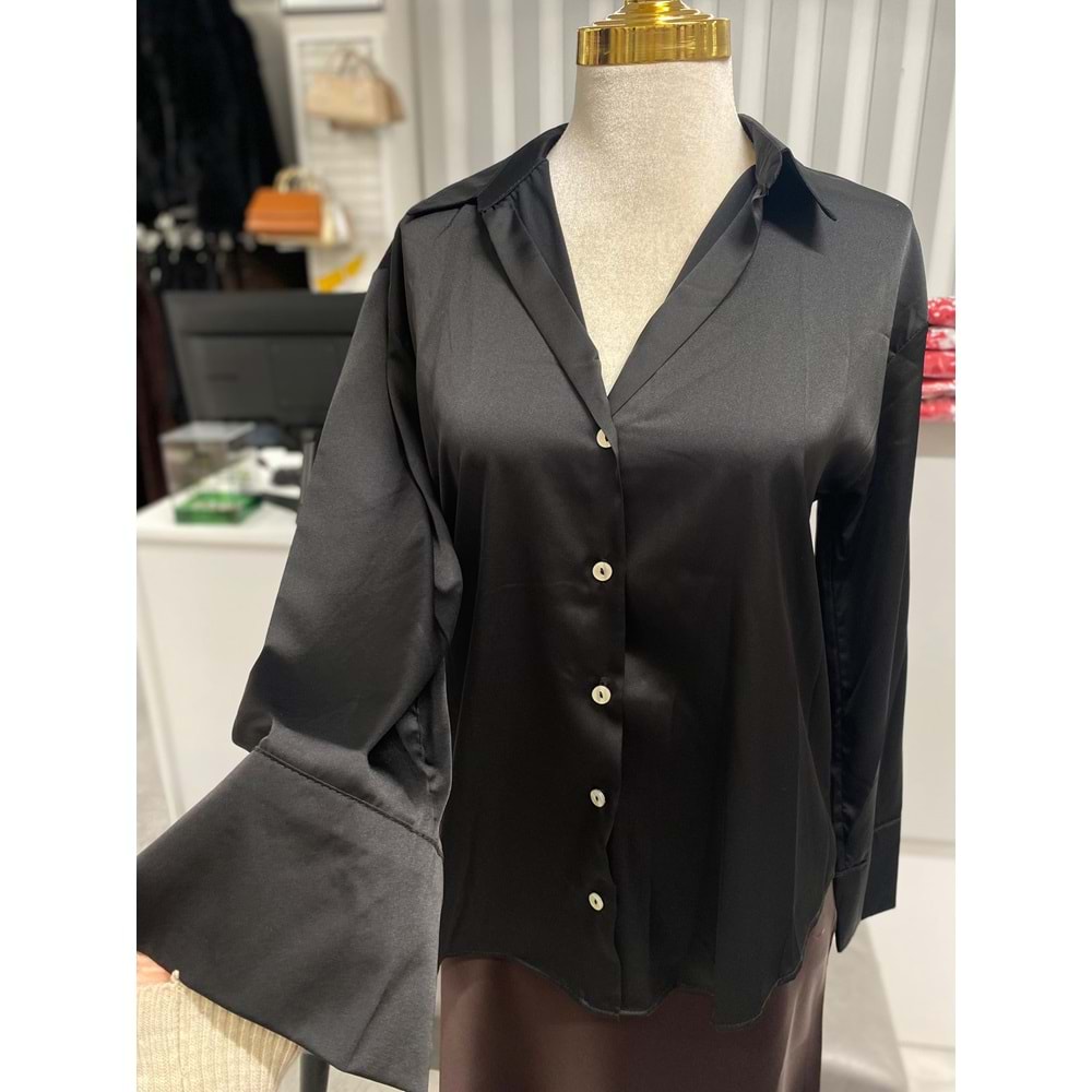 Saten Gömlek 2020 - Siyah - M