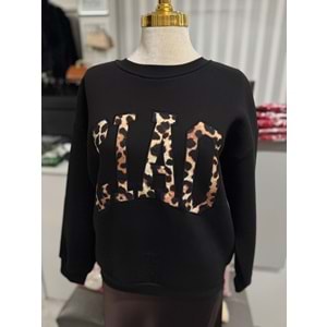 Leoparlı Sweat 176 - Siyah - S-M