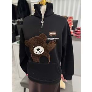 Ayıcıklı Sweat 129 - Siyah - L