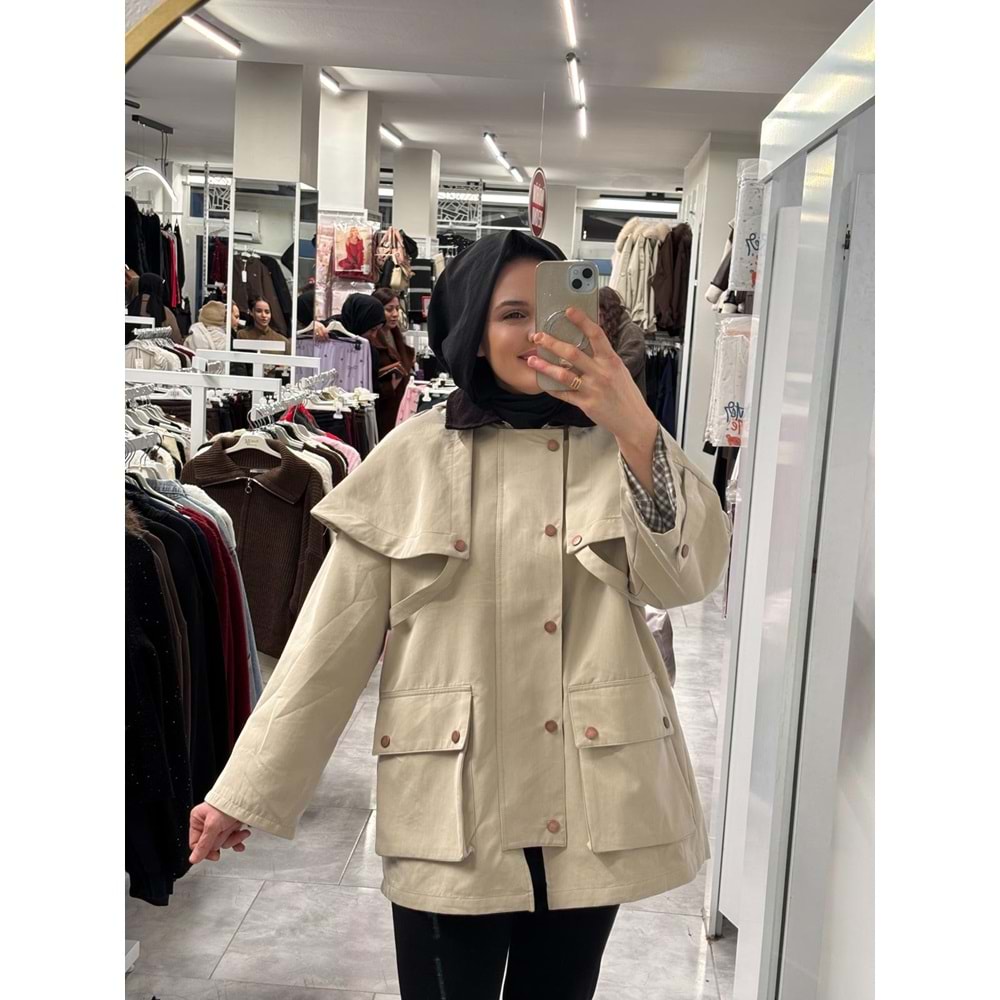 Pelerinli Kaban 250630 - Bej - L