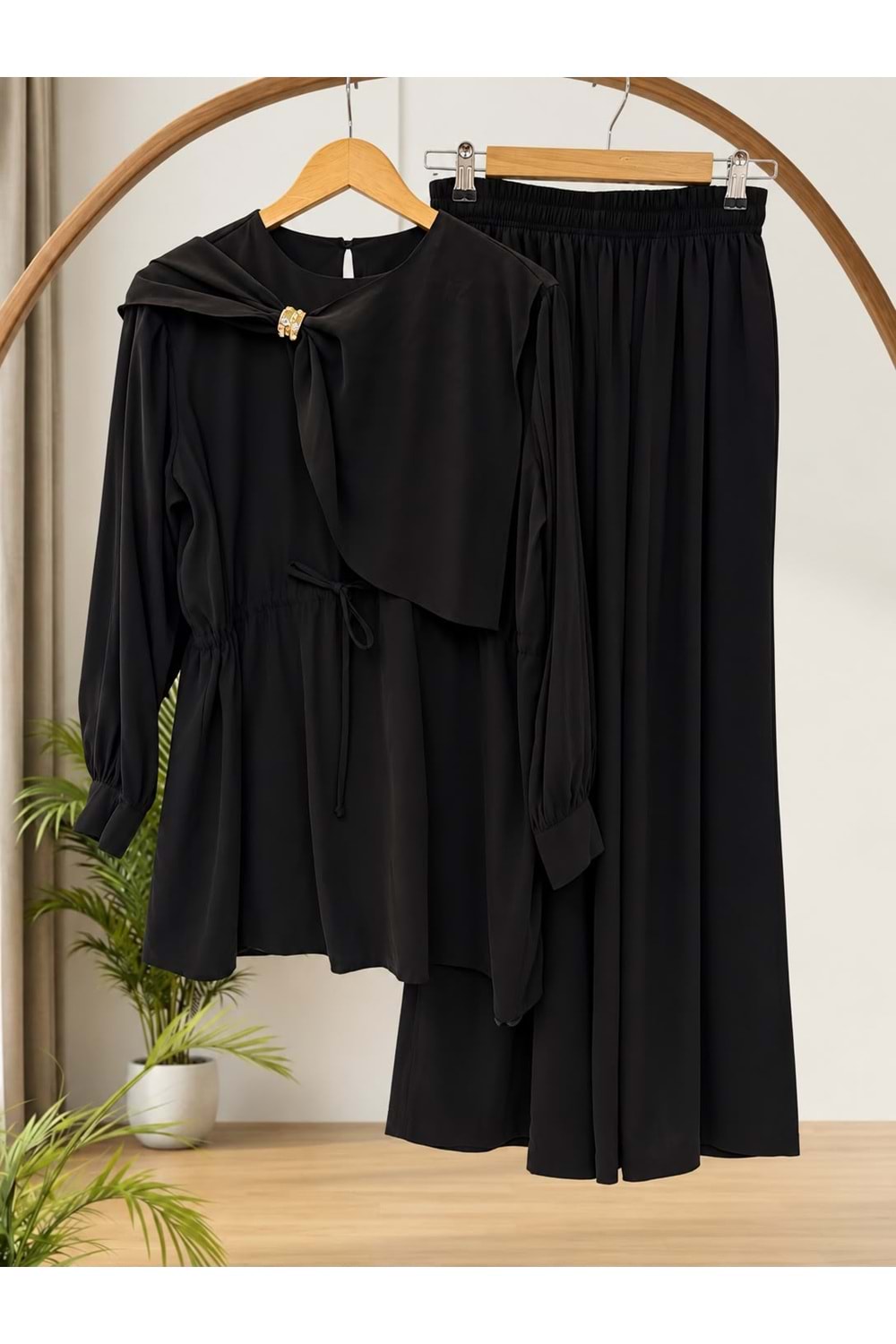 Beli Tünelli Modal Takım 22847 - Siyah - S-M
