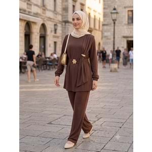 Gold Çiçek Takım İR16 26064 - Kahve Rengi - M