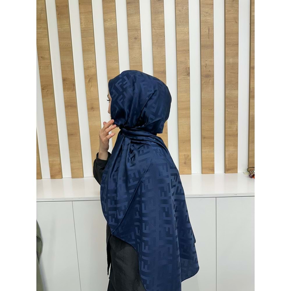 Ef Desen Şal 1106 - Lacivert - TEK BEDEN