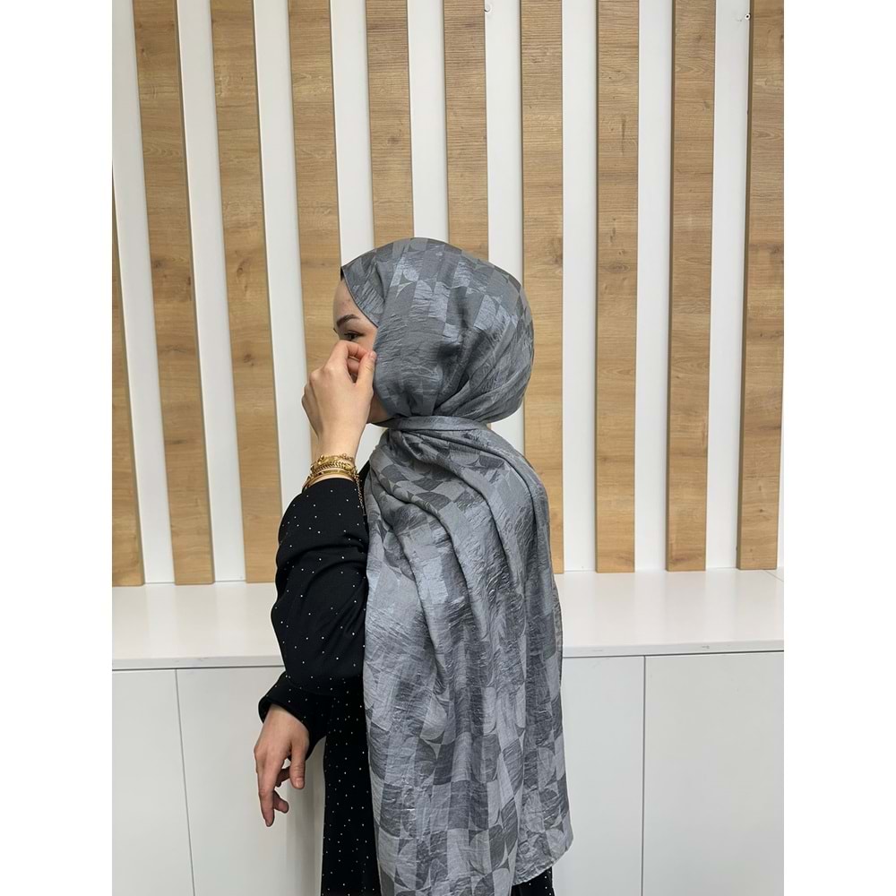 Oval Desenli Aerobin Şal 1112 - Gri - TEK BEDEN