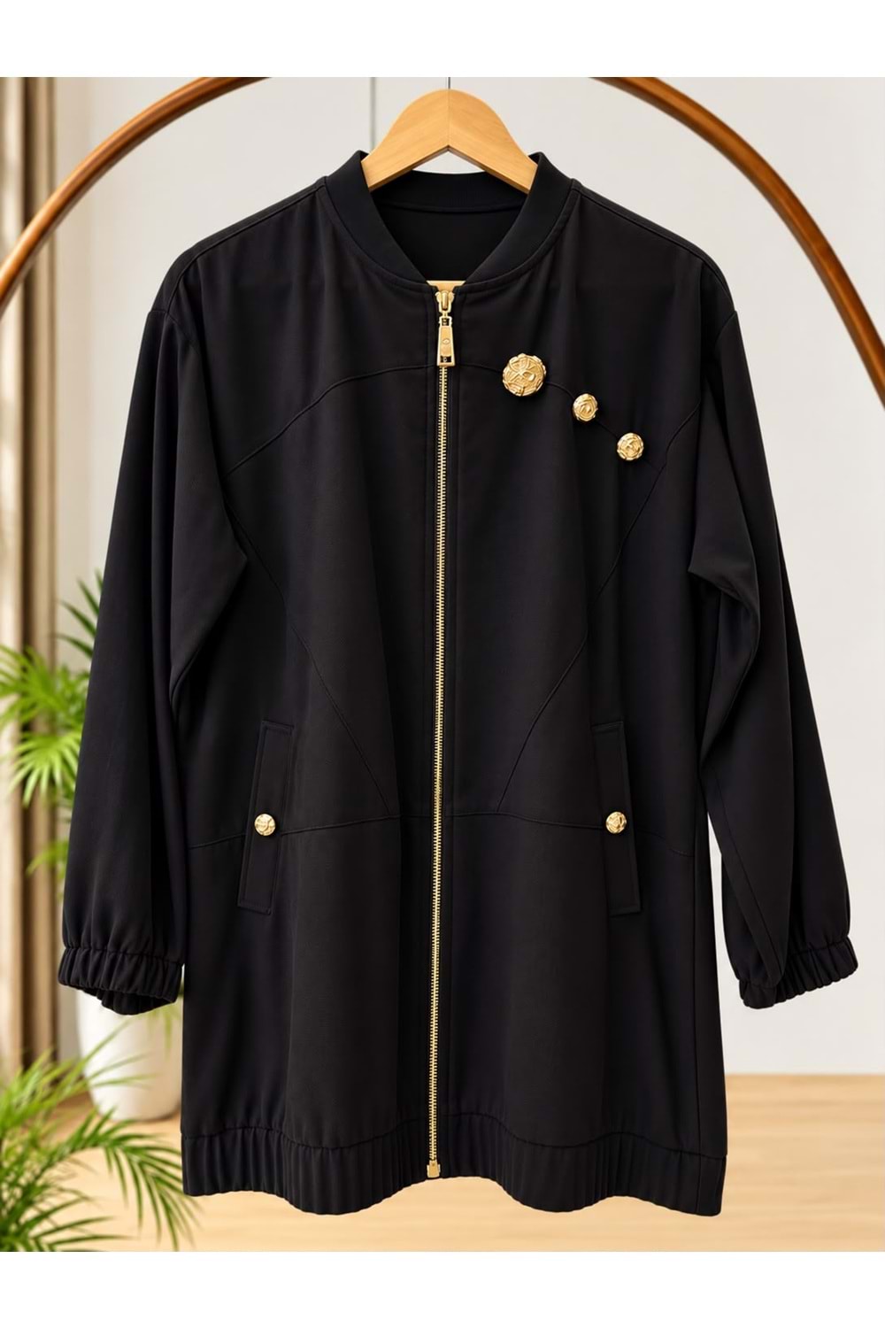 Gold Düğme Detaylı Kap 1524 - Siyah - XL-XXL