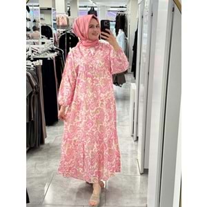 Etnik Desenli Elbise 1252 - Pembe 1104 - S-M