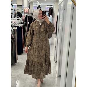 Etnik Desenli Elbise 1252 - Yeşil 1104 - L-XL