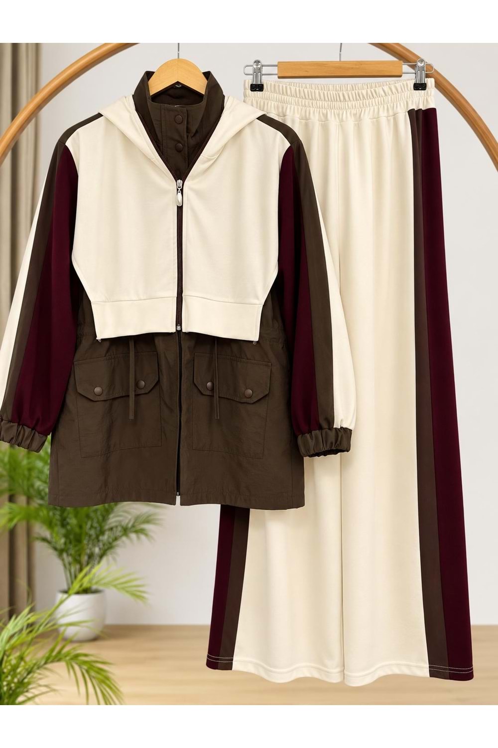 Yarı Kapşonlu Takım 3191 - Mürdüm - L-XL
