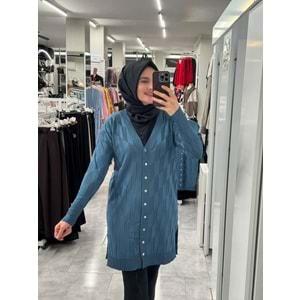İrem Merserize Hırka 3363 - İndigo - TEK BEDEN