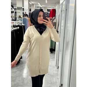 Buket Çiçekli Hırka 3260 - Bej - TEK BEDEN