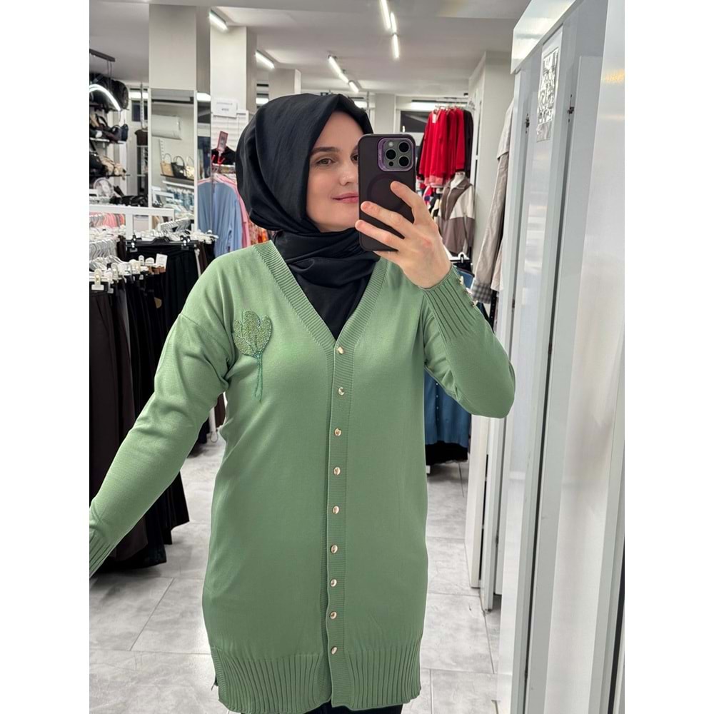 Buket Çiçekli Hırka 3260 - Mint Yeşili - TEK BEDEN