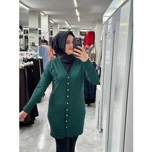 Buket Çiçekli Hırka 3260 - Zümrüt Yeşili - TEK BEDEN
