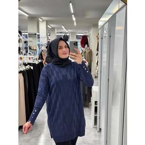 İrem Merserize Tunik 3293 - Lacivert - TEK BEDEN