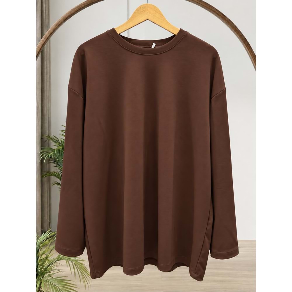Düz Oysho Kumaş Tunik 27134 - Kahve Rengi - TEK BEDEN