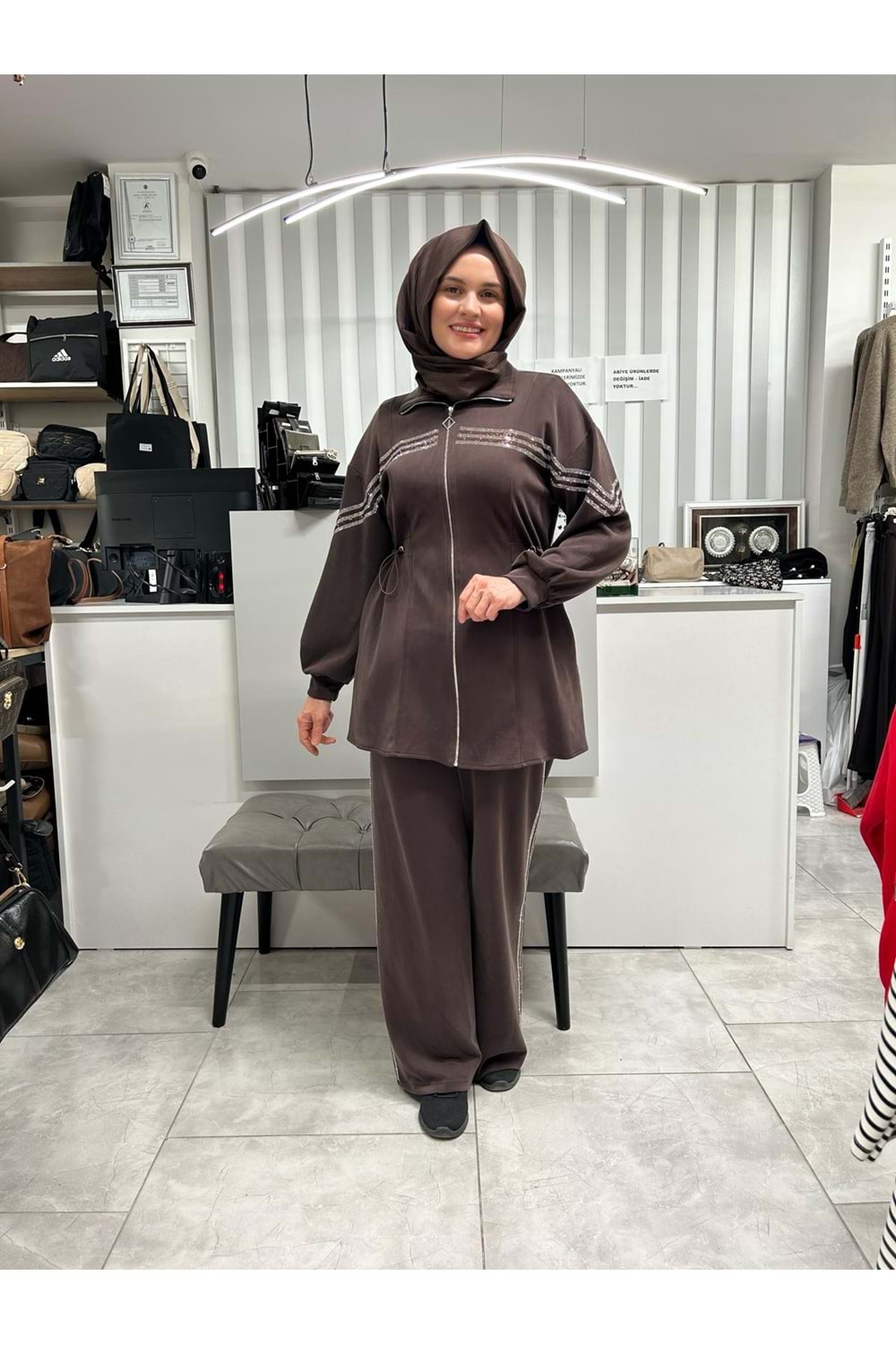 Taşlı Takım 120517 - Acı Kahve - 40 - AZRA09130-71335